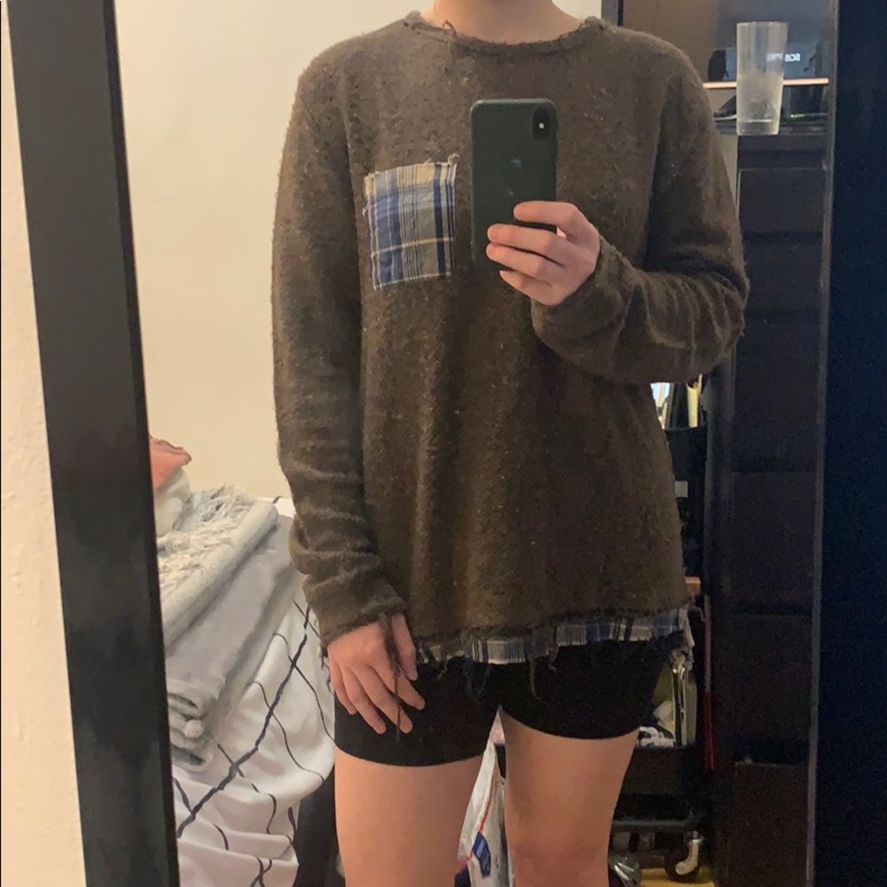 Brown Plaid Sweater